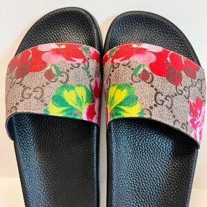 Gucci Pink Bloom Floral Slides with box